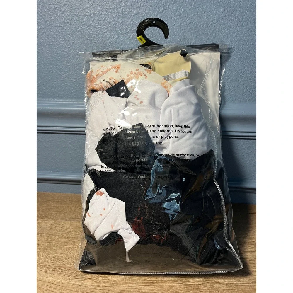 Childs Art the Clown Costume Terrifier Jumpsuit‎ Mask Hat Collar Gloves 8-10 - Picture 3 of 4